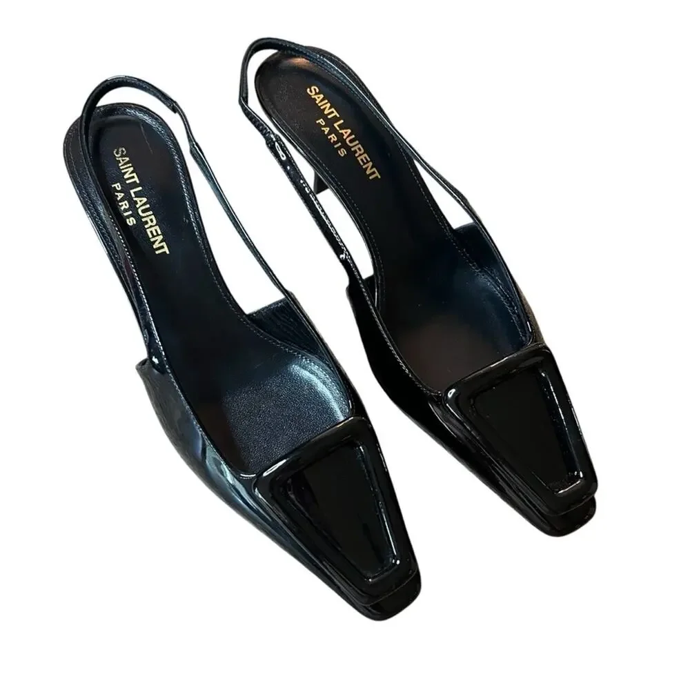 Saint Laurent Tom Slingback Pump 60 Black Patent Leather  NEW EU 35.5 US 5.5 - Picture 3 of 16